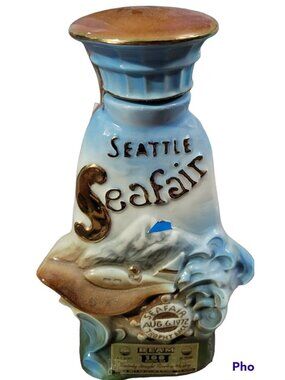 Seattle Seafair 1972 Jim Beam Bottle Commerative Decanter Trophy Races Ceramic